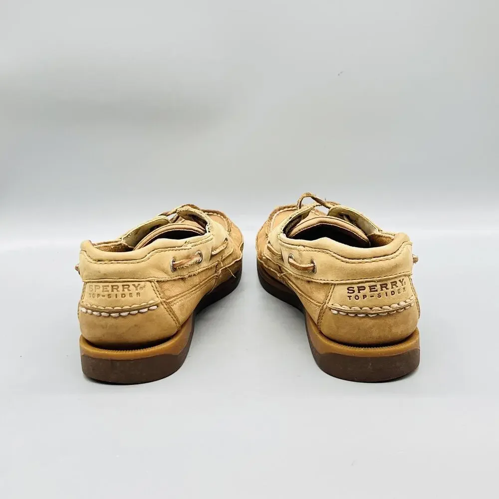 Sperry Shoes Mens 10 Brown Leather Top Sider 2 Eye Boat Moc Toe Casual Comfort